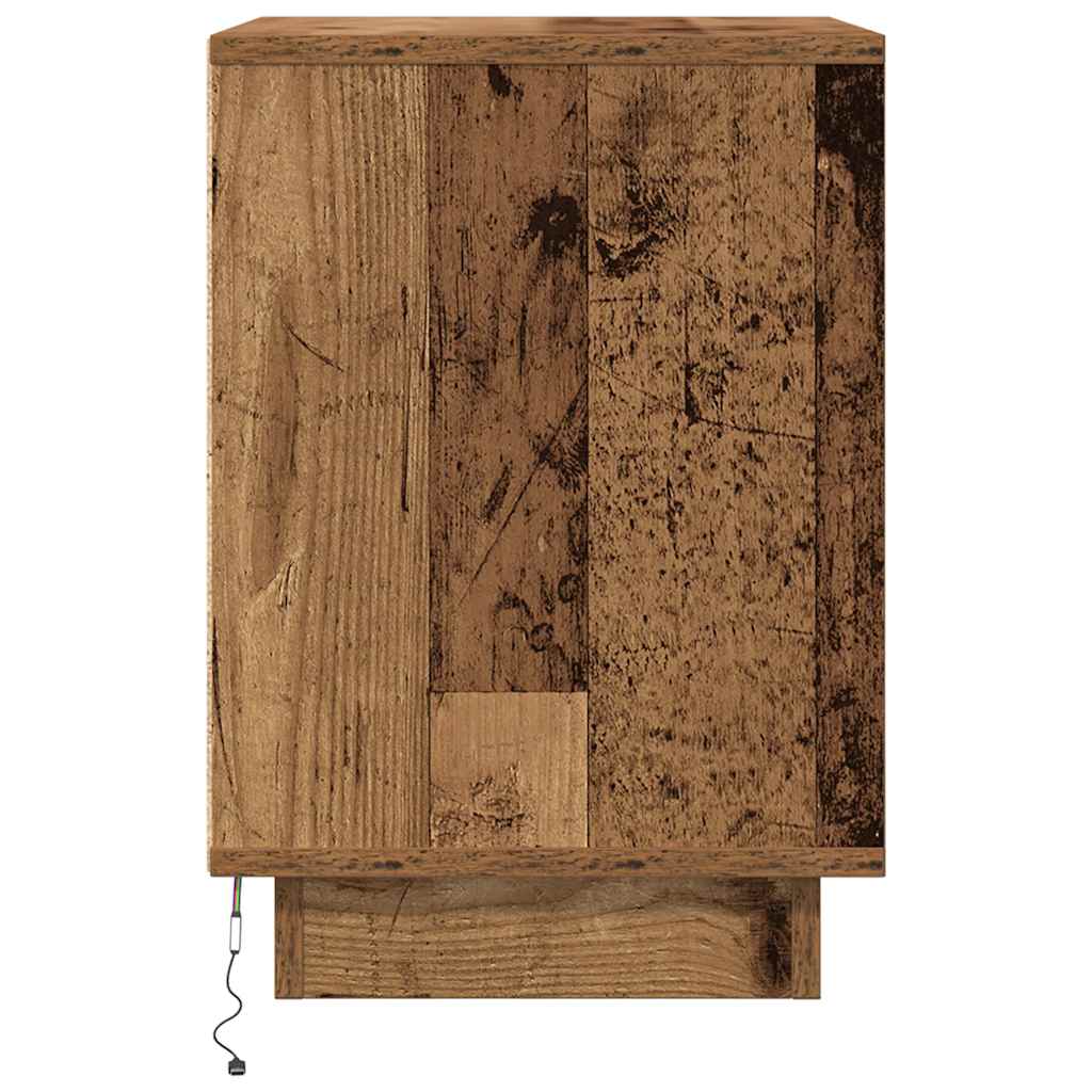 Bedside Cabinets with LED Lights 2 pcs Old Wood 38x34x50 cm