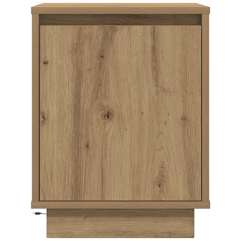 Bedside Cabinet with LED Lights Artisan Oak 38x34x50 cm
