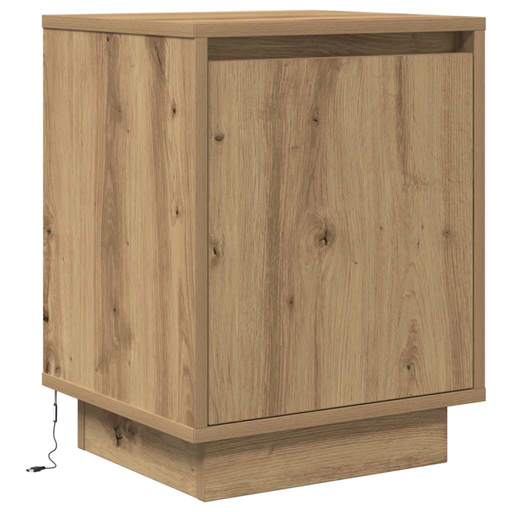 Bedside Cabinets with LED Lights 2 pcs Artisan Oak 38x34x50 cm