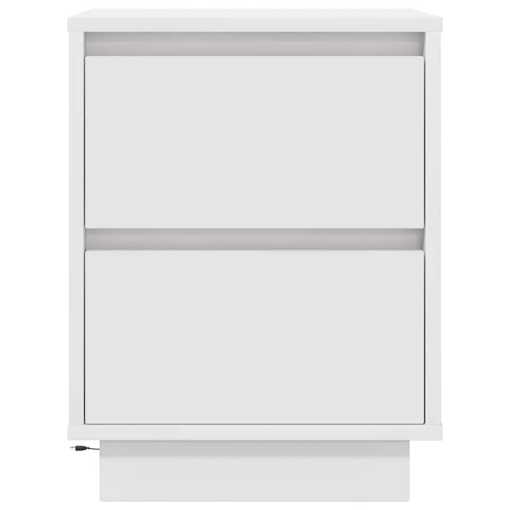 Bedside Cabinet with LED Lights White 38x34x50 cm