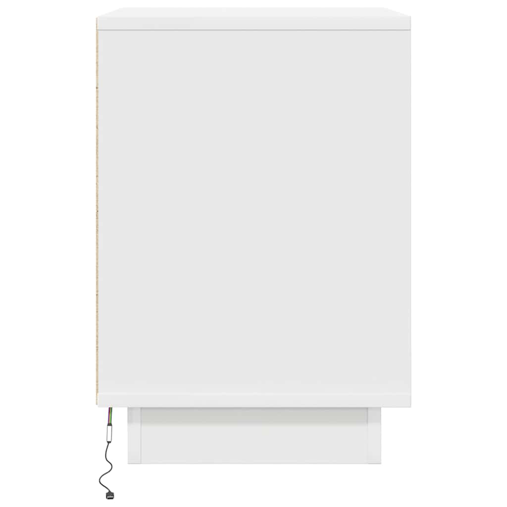 Bedside Cabinet with LED Lights White 38x34x50 cm