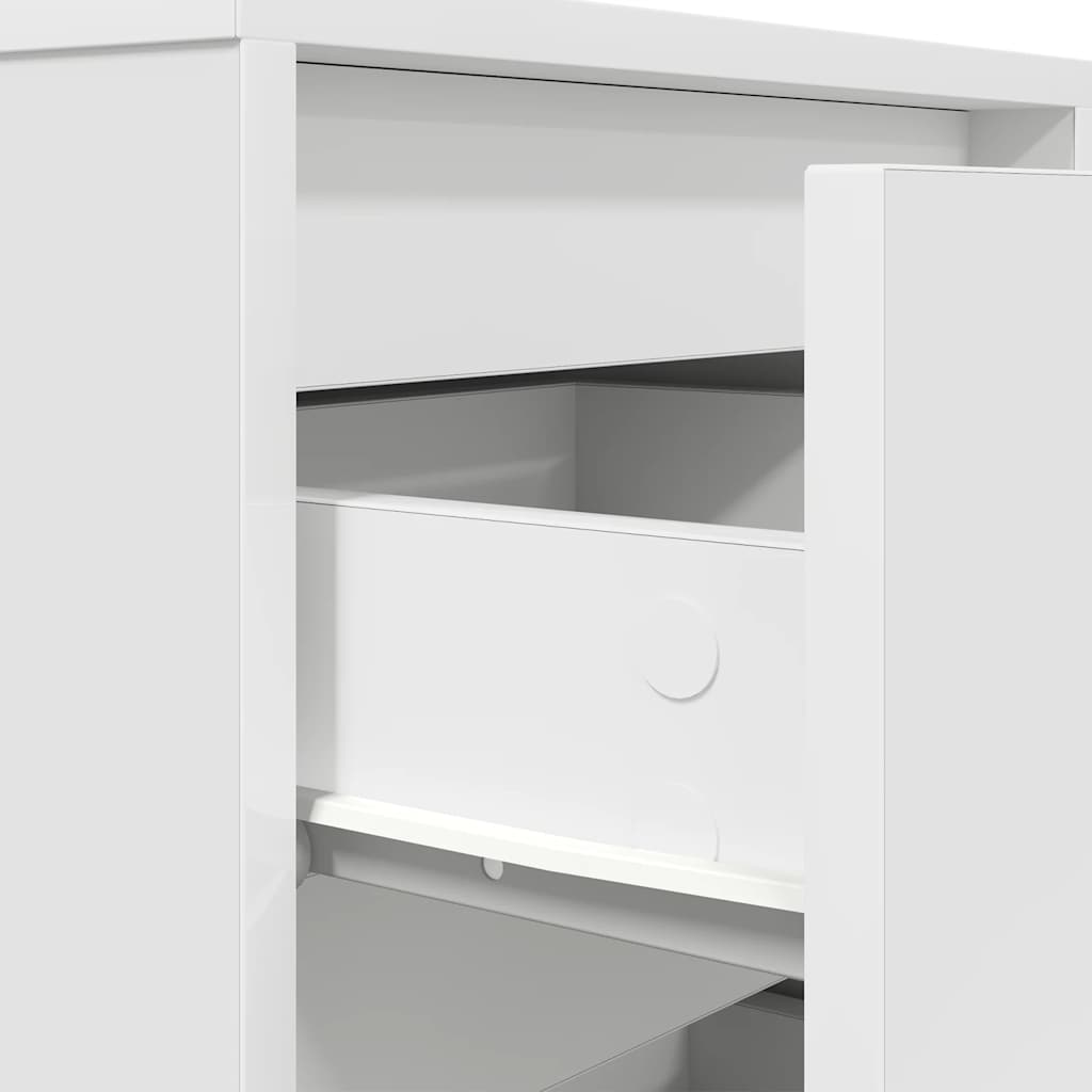 Bedside Cabinet with LED Lights White 38x34x50 cm