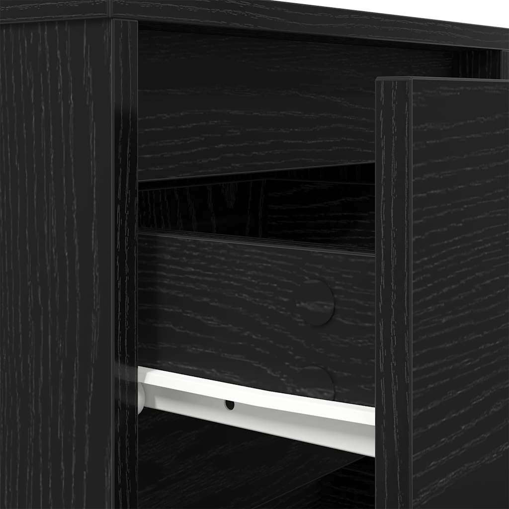 Bedside Cabinet with LED Lights Black 38x34x50 cm