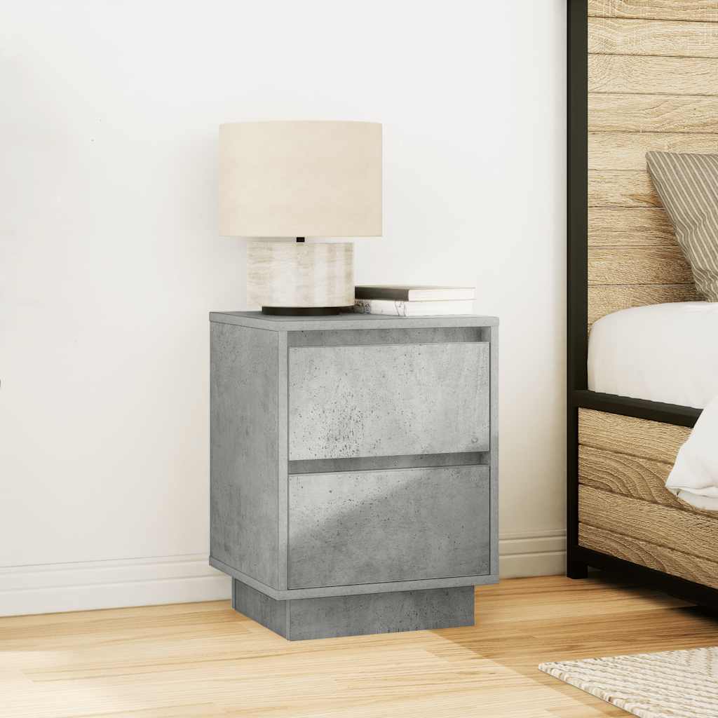 Bedside Cabinet with LED Lights Concrete Grey 38x34x50 cm