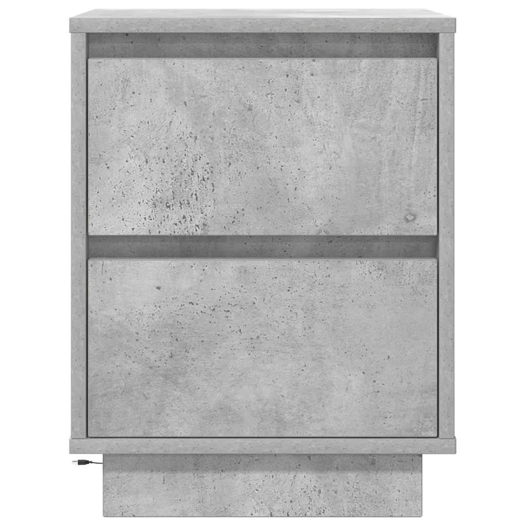 Bedside Cabinet with LED Lights Concrete Grey 38x34x50 cm