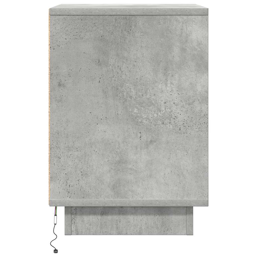 Bedside Cabinet with LED Lights Concrete Grey 38x34x50 cm
