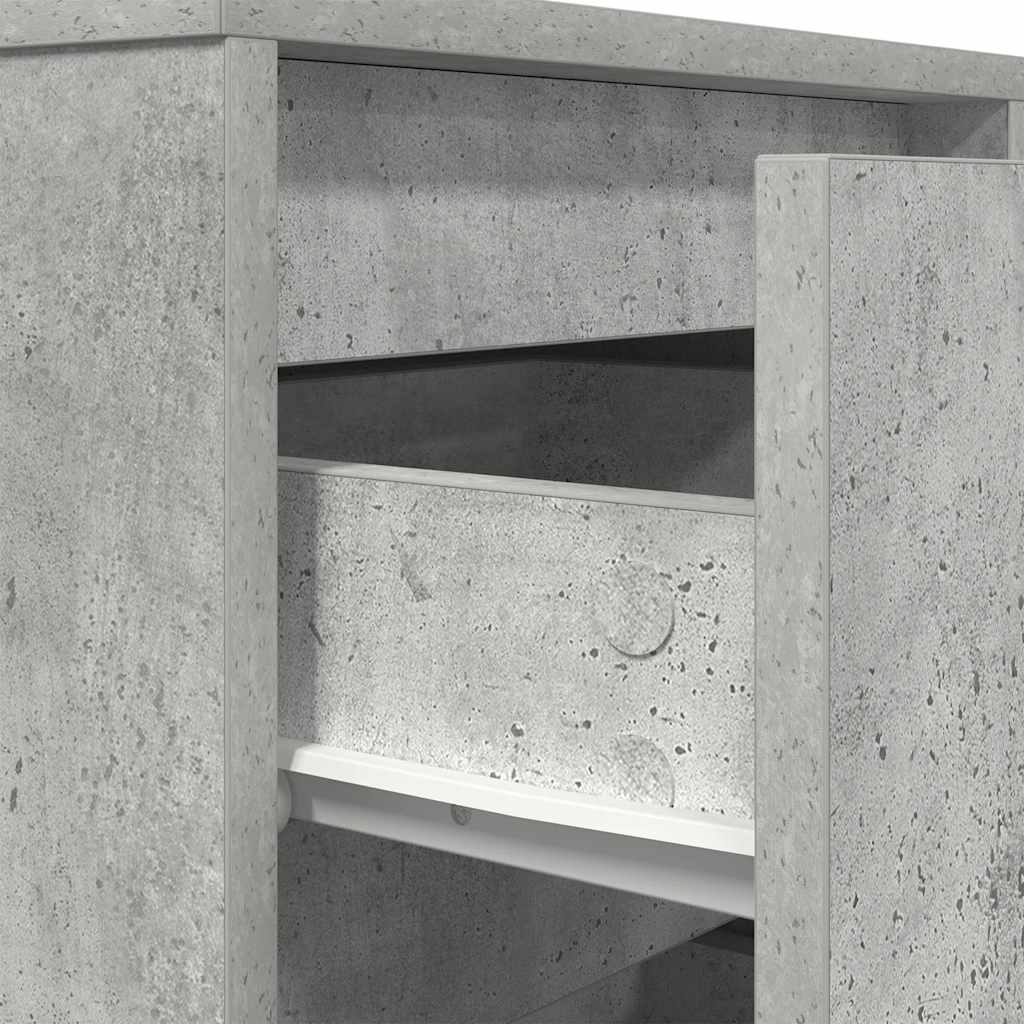 Bedside Cabinet with LED Lights Concrete Grey 38x34x50 cm