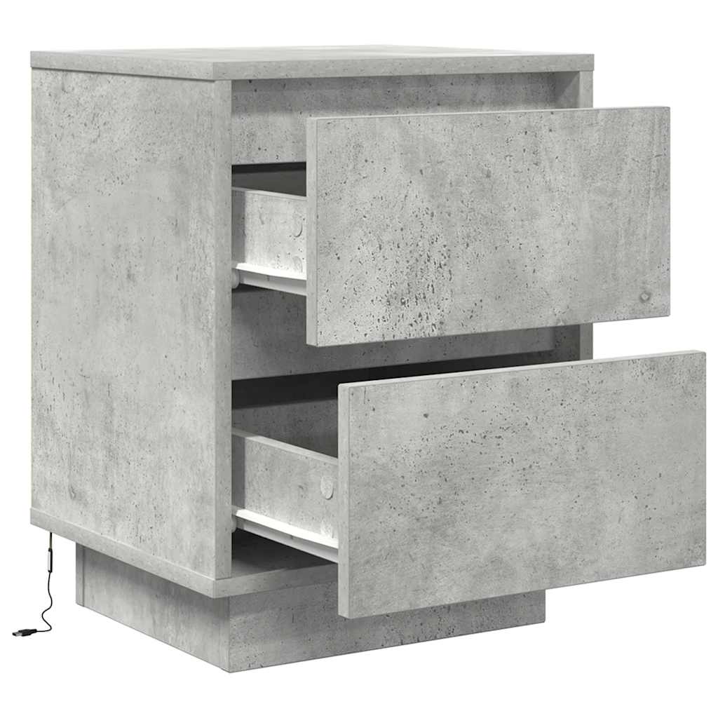 Bedside Cabinets with LED Lights 2 pcs Concrete Grey 38x34x50 cm