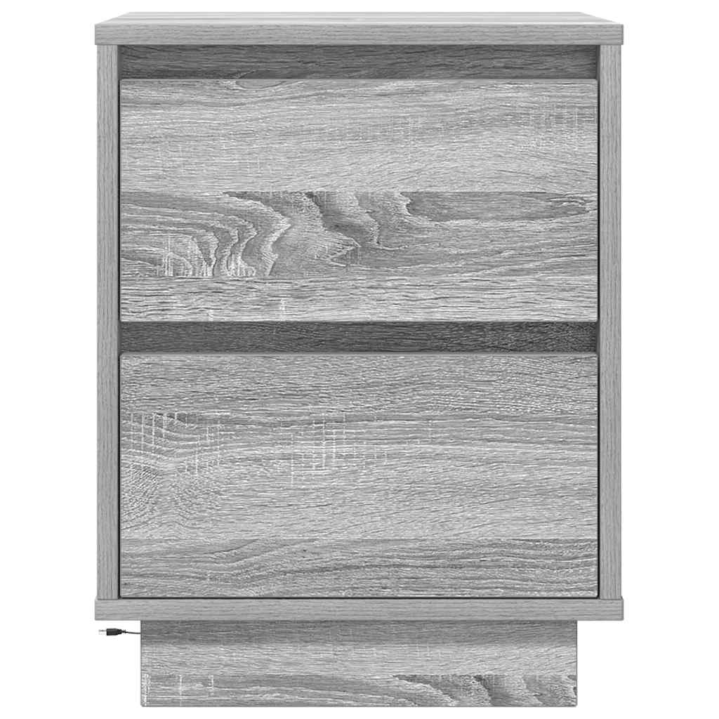 Bedside Cabinet with LED Lights Grey Sonoma 38x34x50 cm