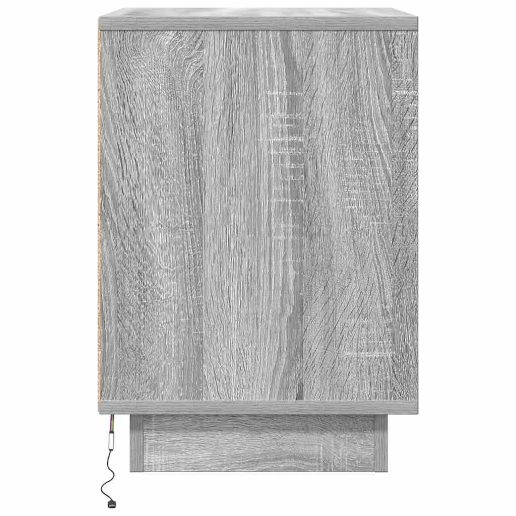 Bedside Cabinet with LED Lights Grey Sonoma 38x34x50 cm