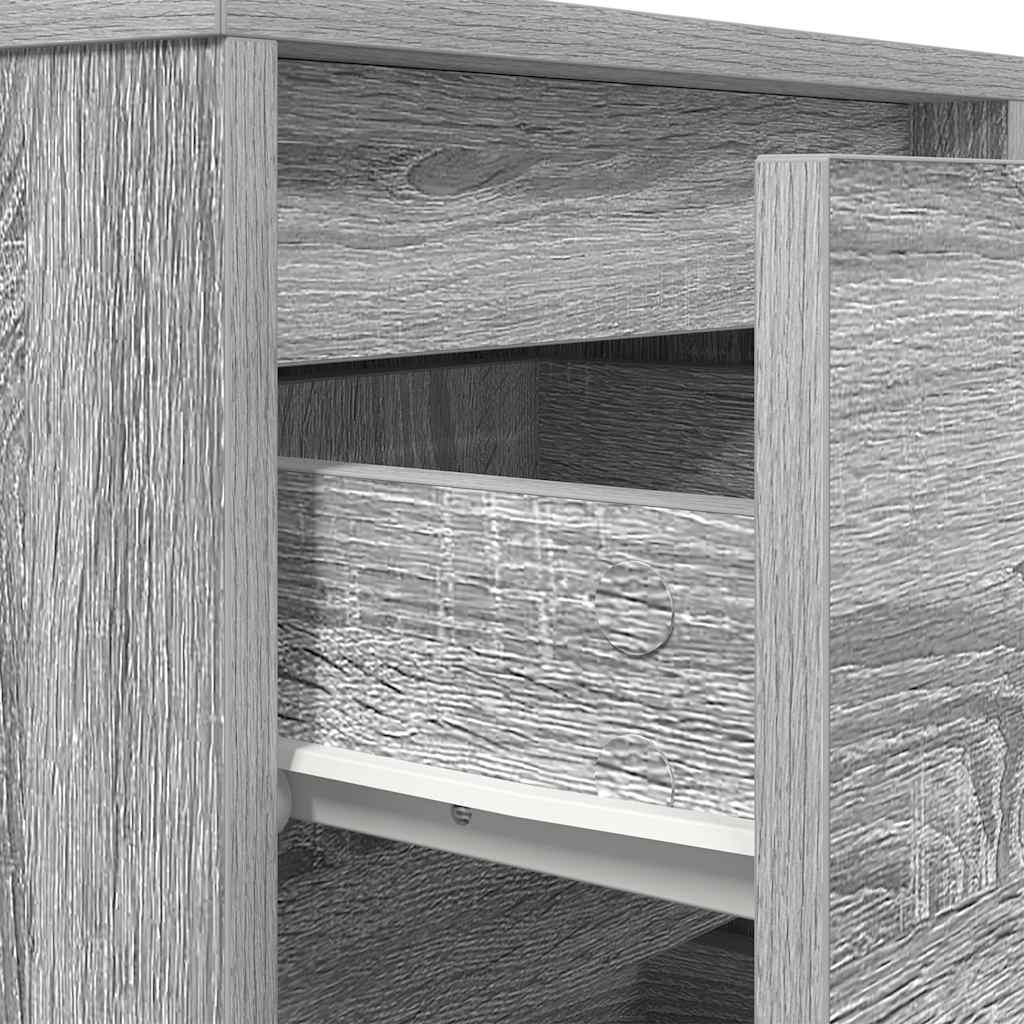 Bedside Cabinet with LED Lights Grey Sonoma 38x34x50 cm
