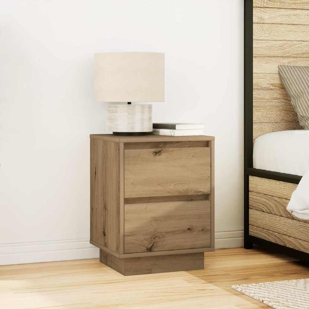 Bedside Cabinets with LED Lights 2 pcs Artisan Oak 38x34x50 cm