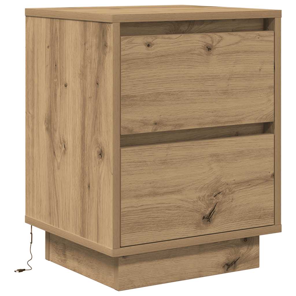 Bedside Cabinets with LED Lights 2 pcs Artisan Oak 38x34x50 cm