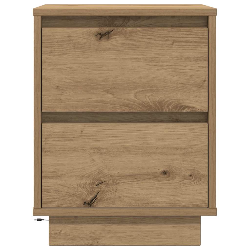 Bedside Cabinets with LED Lights 2 pcs Artisan Oak 38x34x50 cm