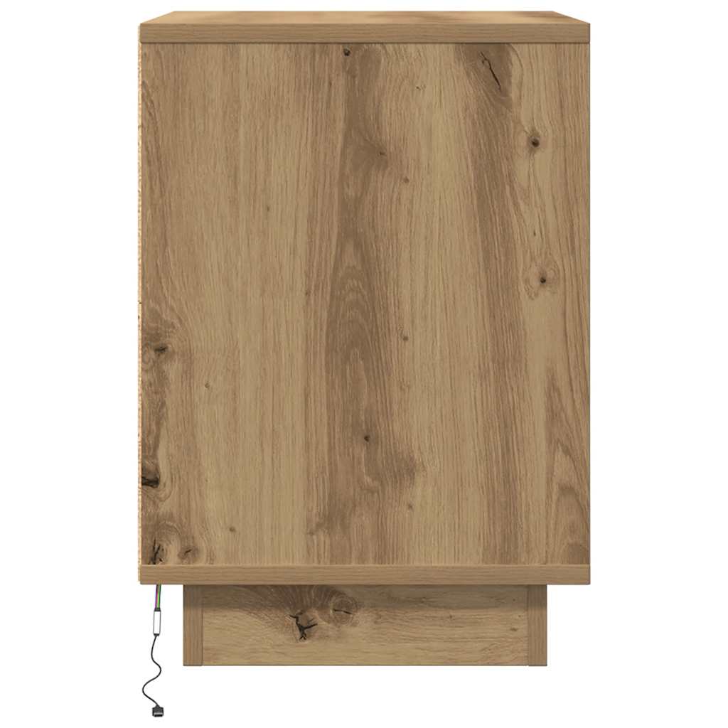 Bedside Cabinets with LED Lights 2 pcs Artisan Oak 38x34x50 cm