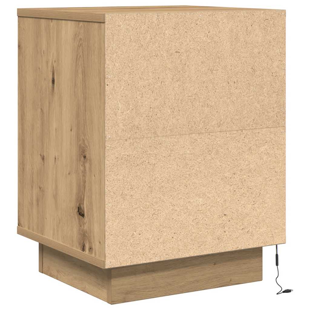 Bedside Cabinets with LED Lights 2 pcs Artisan Oak 38x34x50 cm