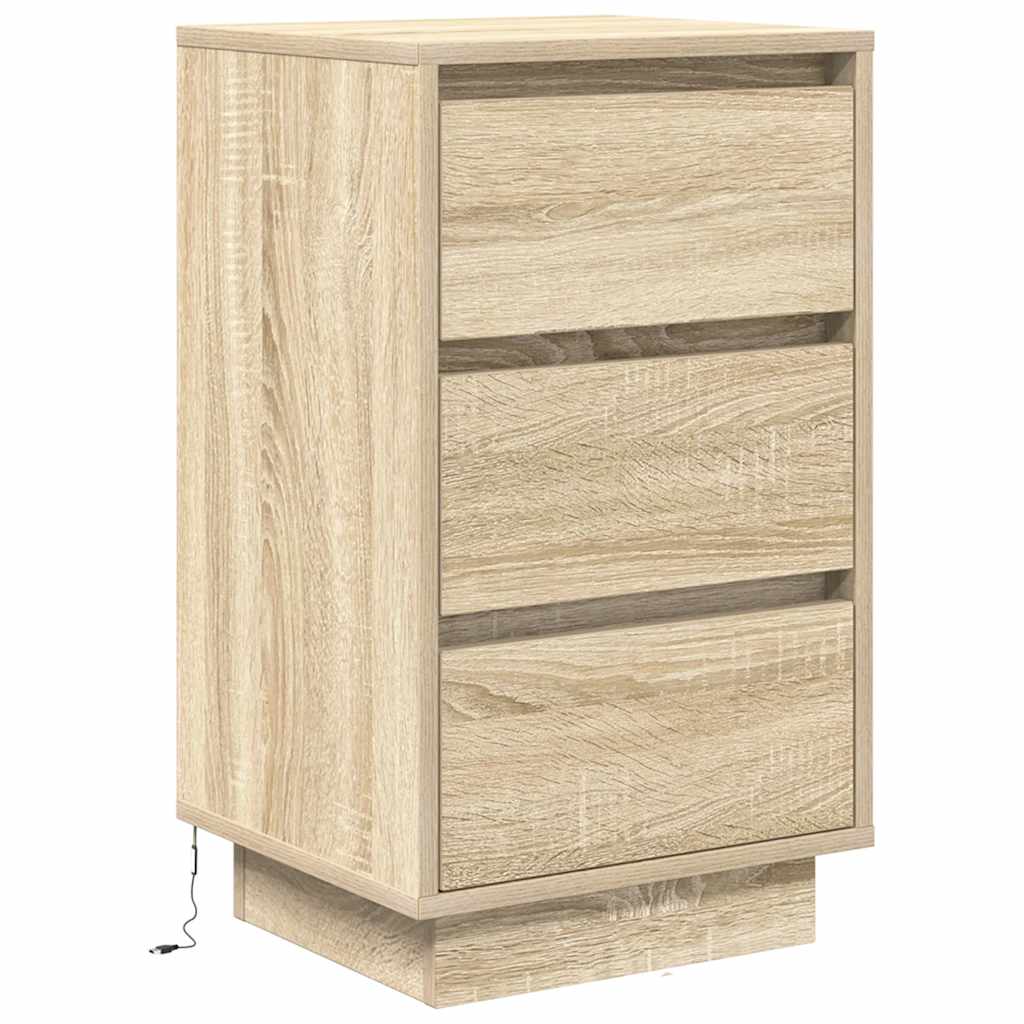 Bedside Cabinet with LED Lights Sonoma Oak 38x34x65 cm