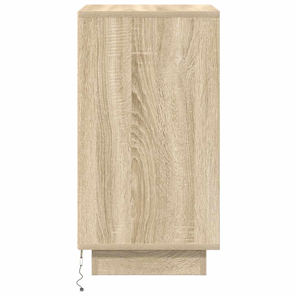 Bedside Cabinet with LED Lights Sonoma Oak 38x34x65 cm