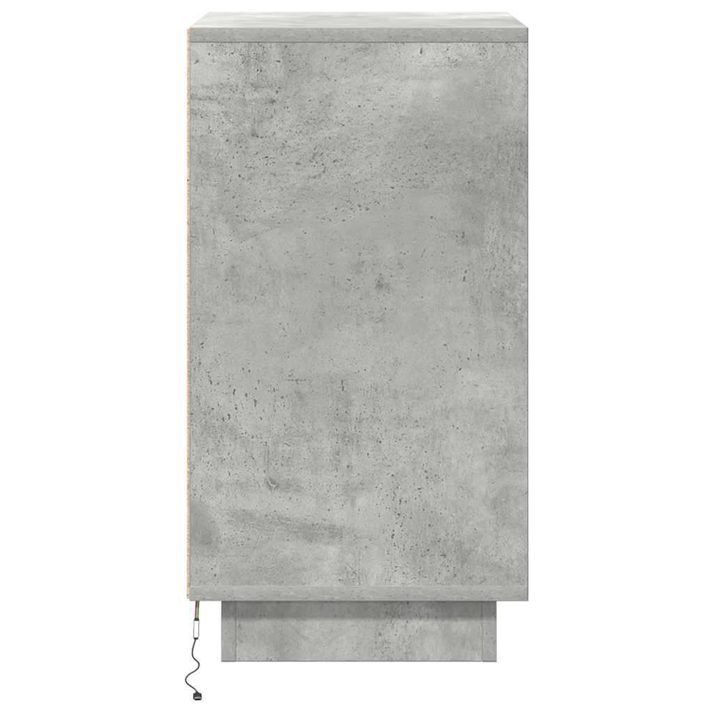 Bedside Cabinet with LED Lights Concrete Grey 38x34x65 cm