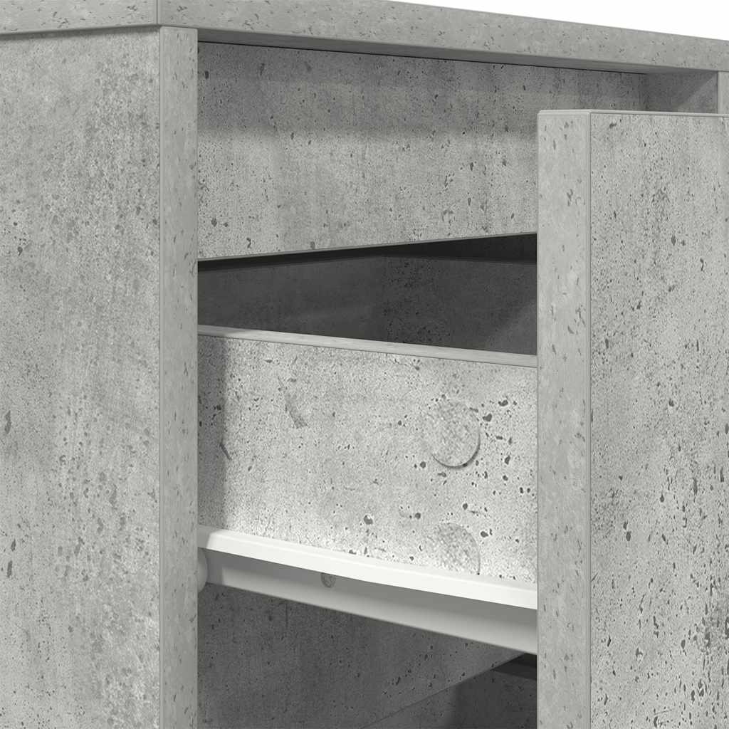 Bedside Cabinet with LED Lights Concrete Grey 38x34x65 cm