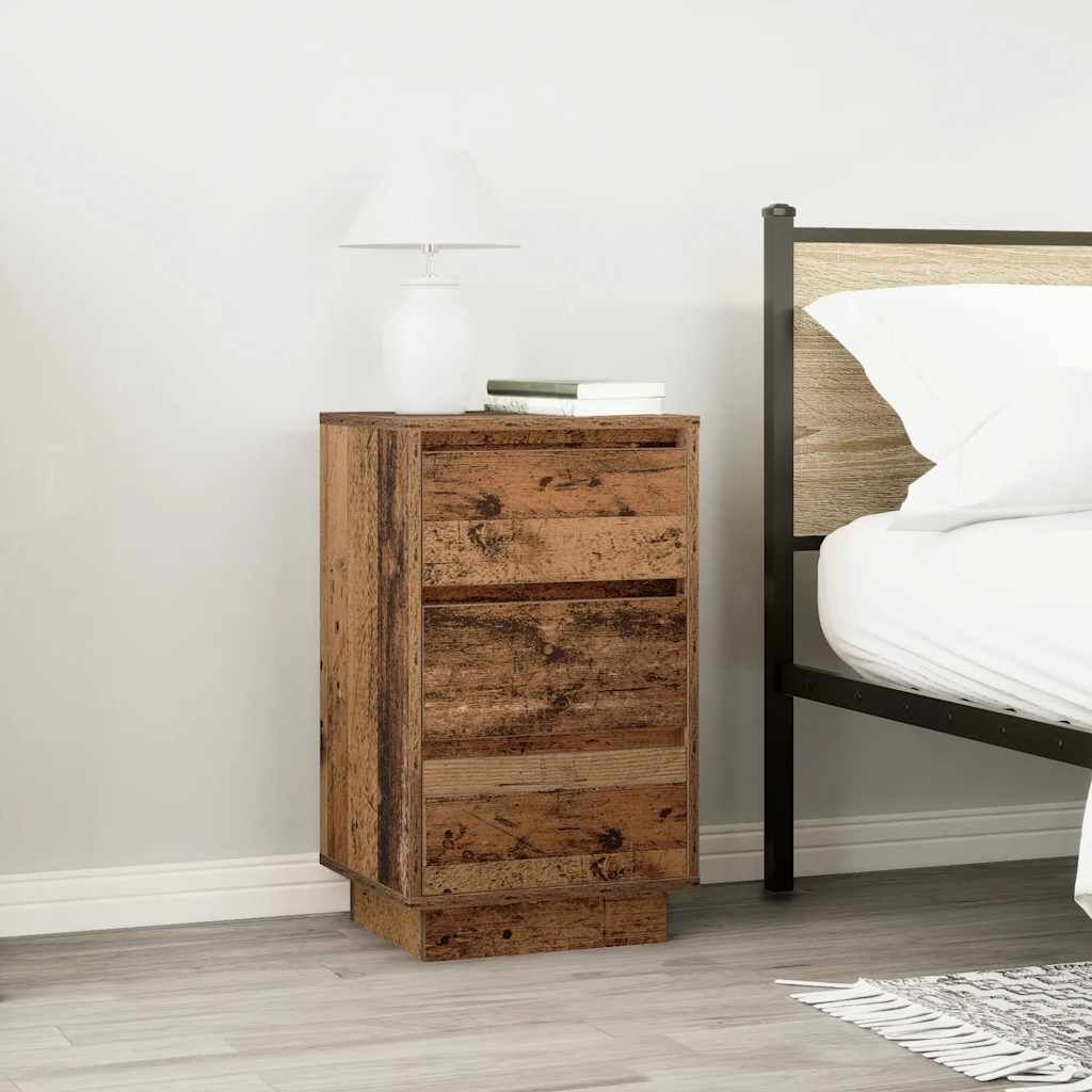 Bedside Cabinet with LED Lights Old Wood 38x34x65 cm