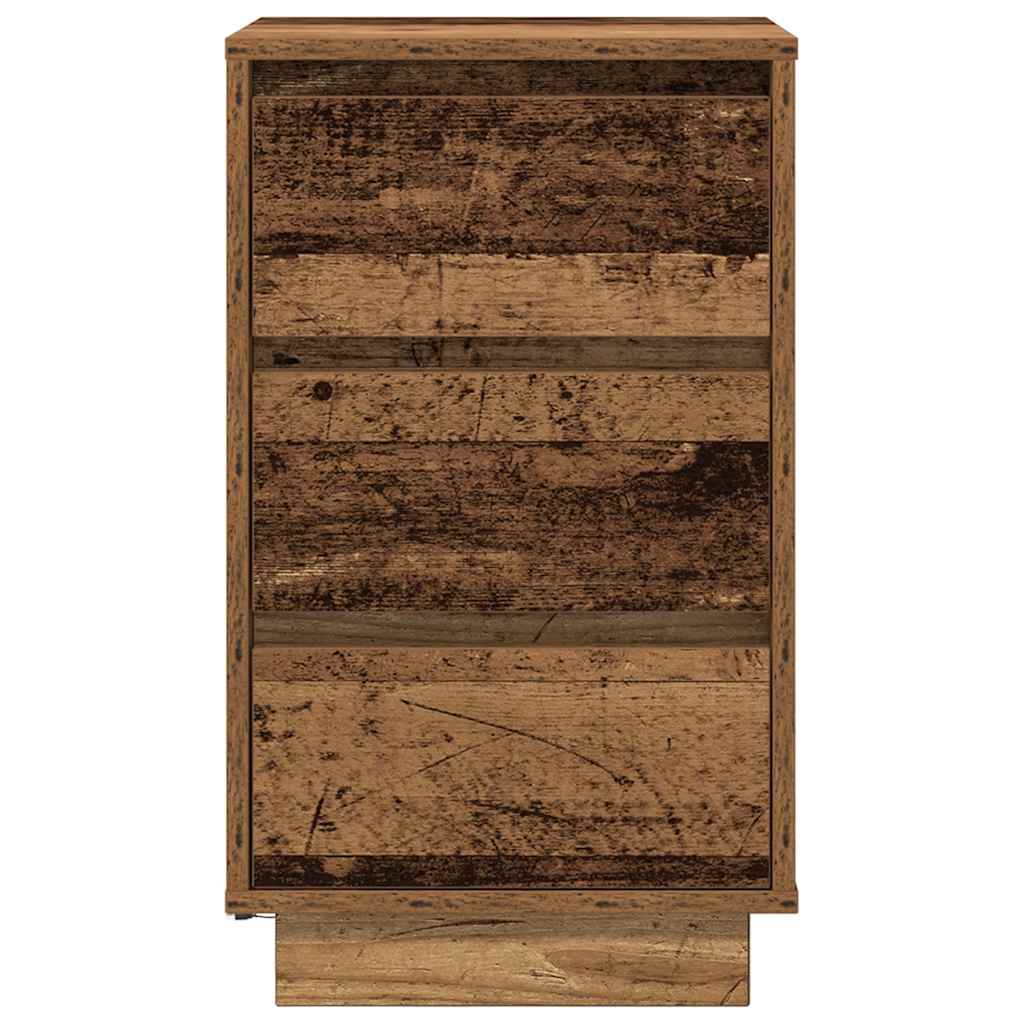 Bedside Cabinet with LED Lights Old Wood 38x34x65 cm
