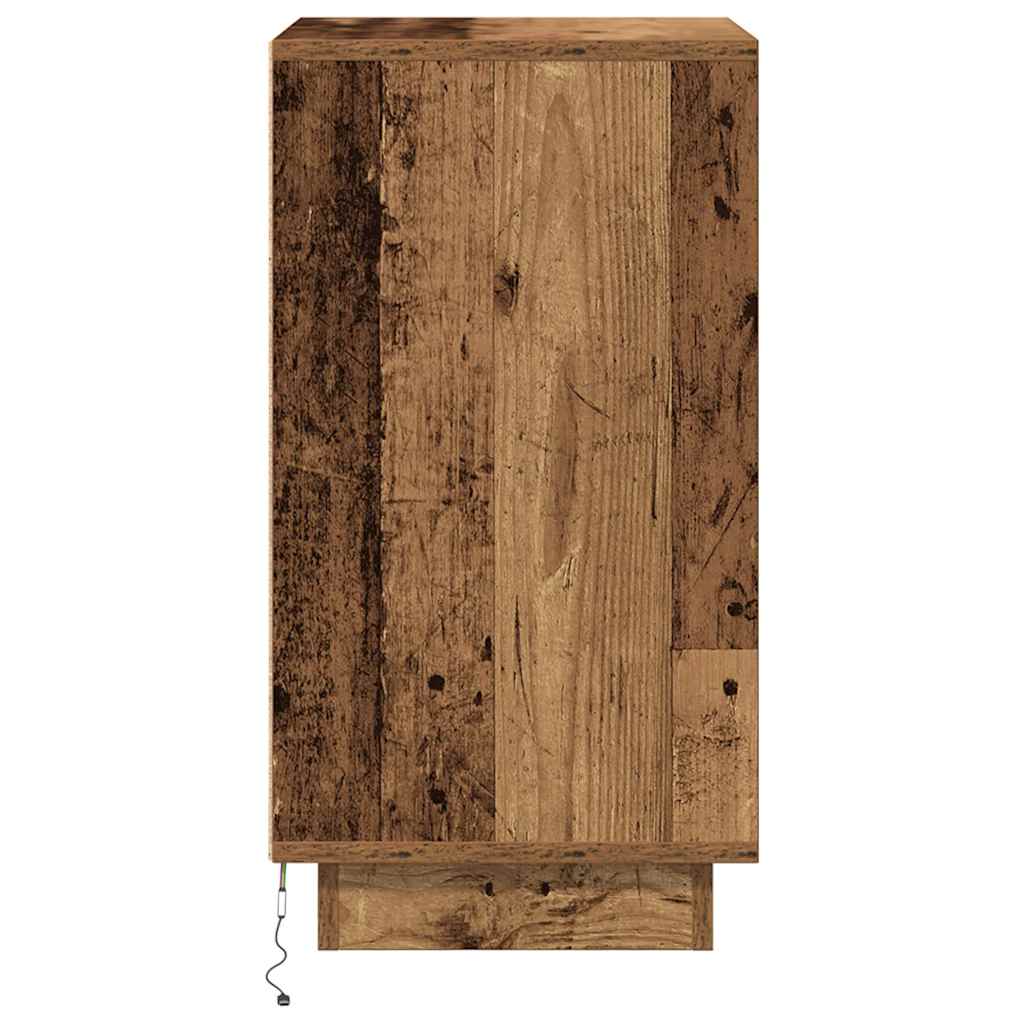 Bedside Cabinet with LED Lights Old Wood 38x34x65 cm
