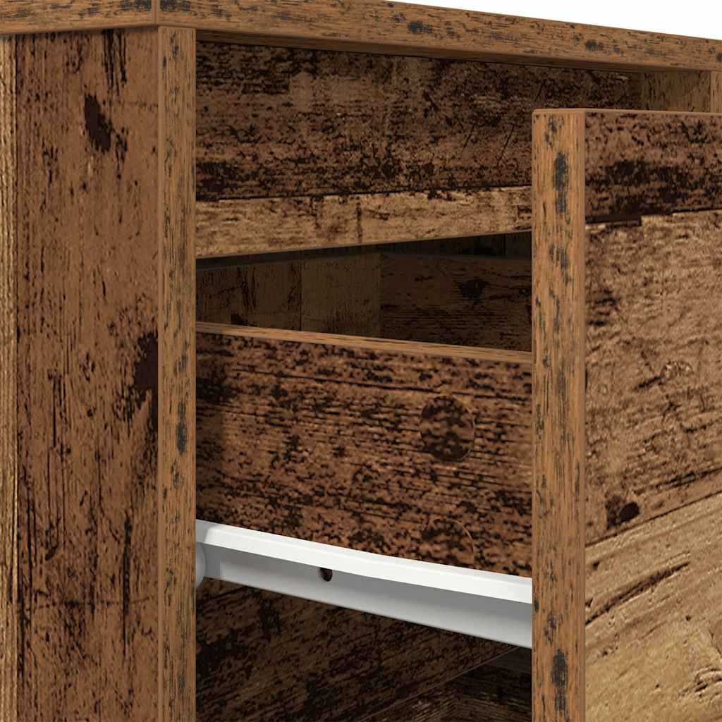 Bedside Cabinet with LED Lights Old Wood 38x34x65 cm
