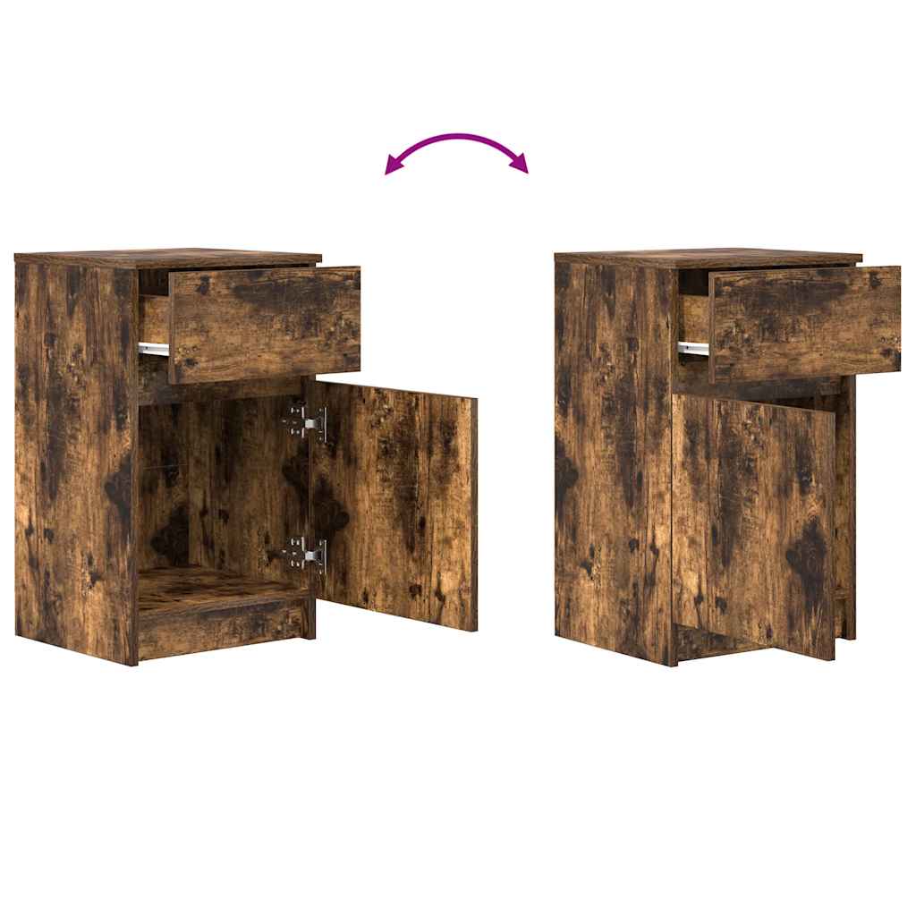 Bedside Cabinets 2 pcs Smoked Oak 39x35x65 cm Engineered Wood