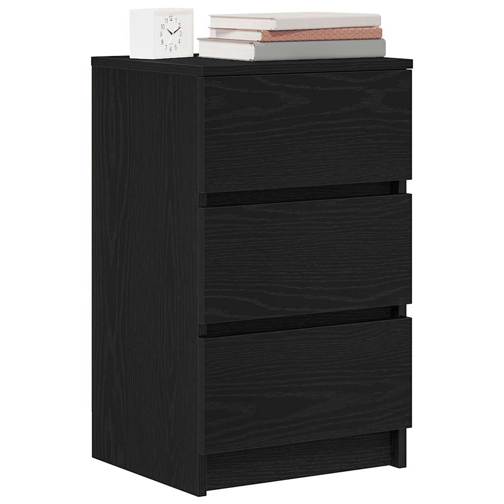 Bedside Cabinet with 3 Drawers Black 39x35x65 cm