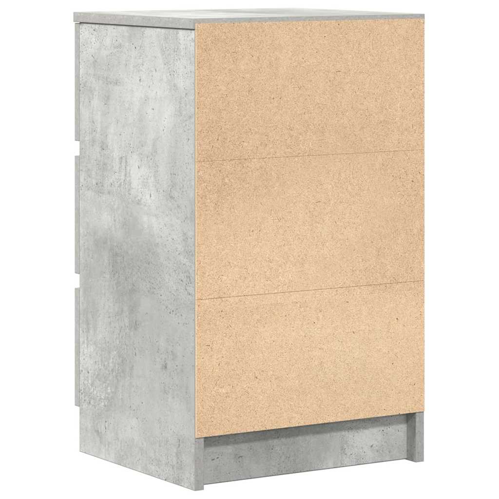 Bedside Cabinet with 3 Drawers Concrete Grey 39x35x65 cm