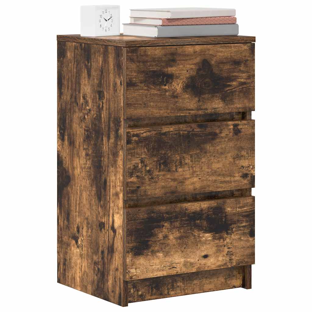 Bedside Cabinets with 3 Drawers 2 pcs Smoked Oak 39x35x65 cm