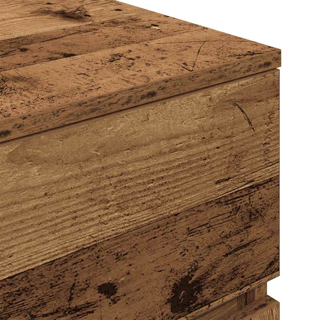 Bedside Cabinet with 3 Drawers Old Wood 39x35x65 cm