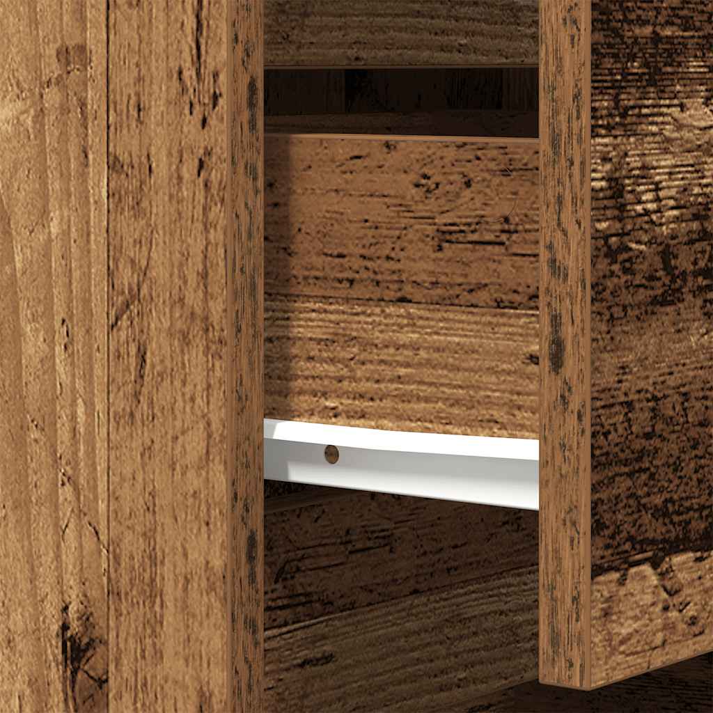 Bedside Cabinet with 3 Drawers Old Wood 39x35x65 cm