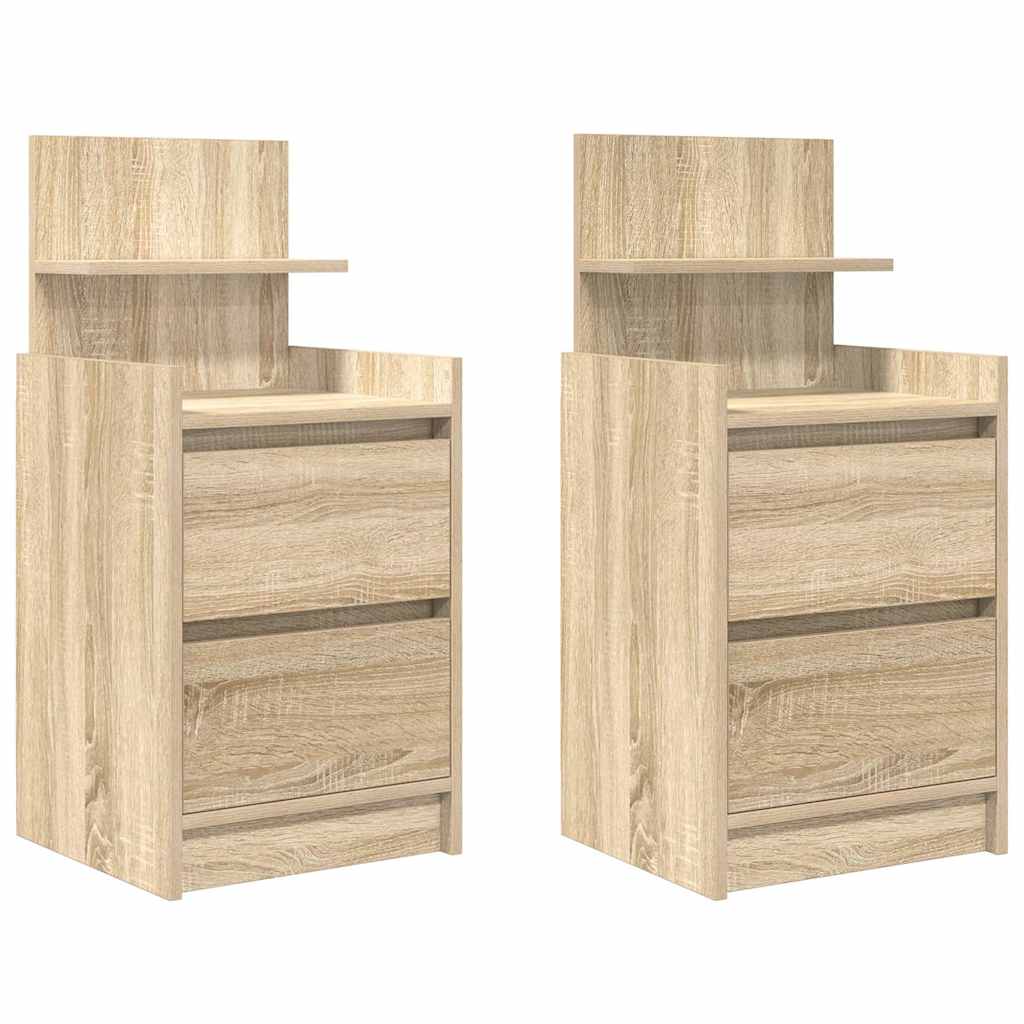 Bedside Cabinets with 2 Drawers 2 pcs Sonoma Oak 38x34x80 cm