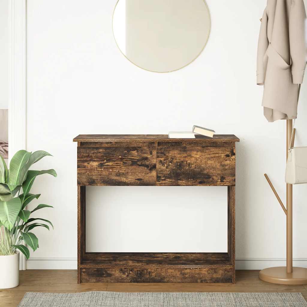 Smoked Oak Console Table with Drawers - 85.5x38.5x74.5 cm