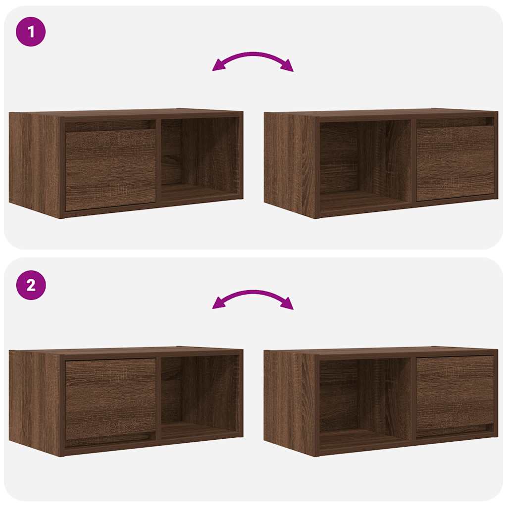 TV Cabinets 2 pcs Brown Oak 60x31x25.5 cm Engineered Wood