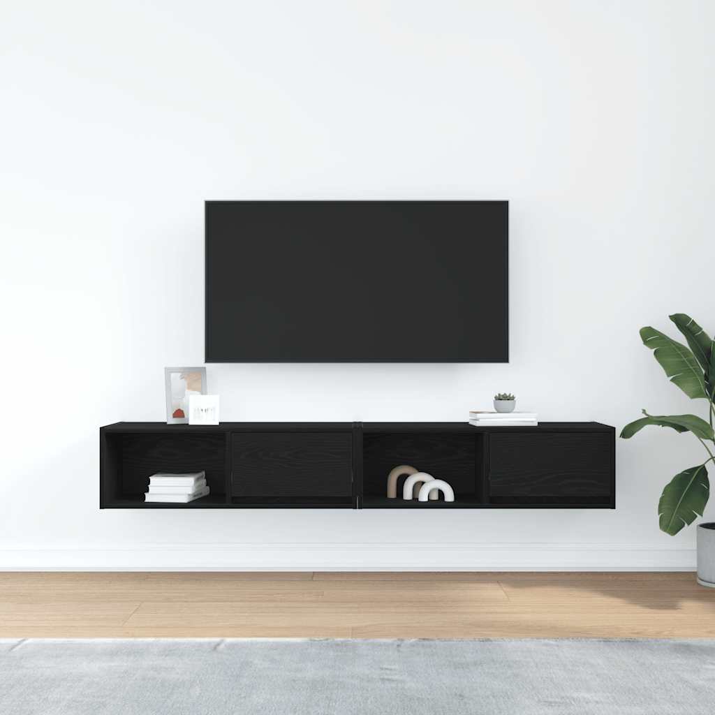 TV Cabinets 2 pcs Black Oak 80x31x25.5 cm Engineered Wood
