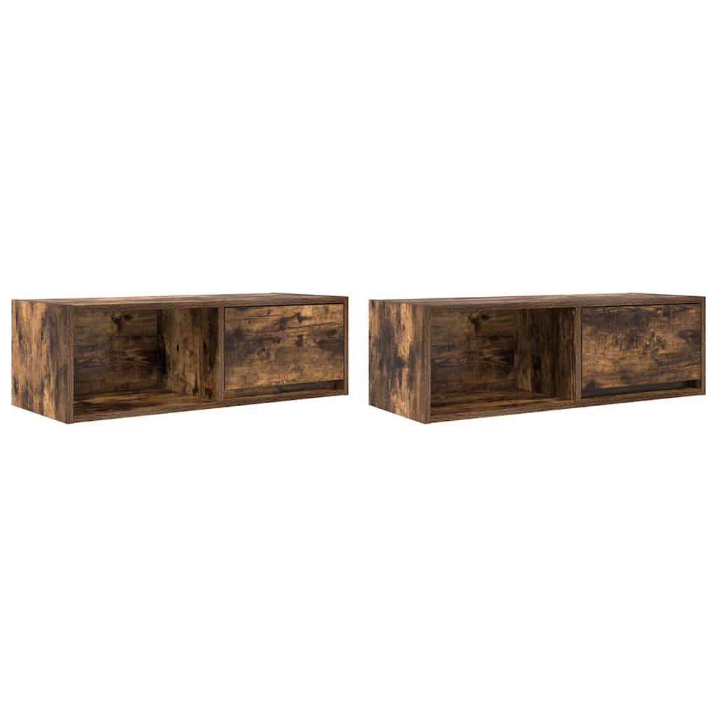 TV Cabinets 2 pcs Smoked Oak 80x31x25.5 cm Engineered Wood