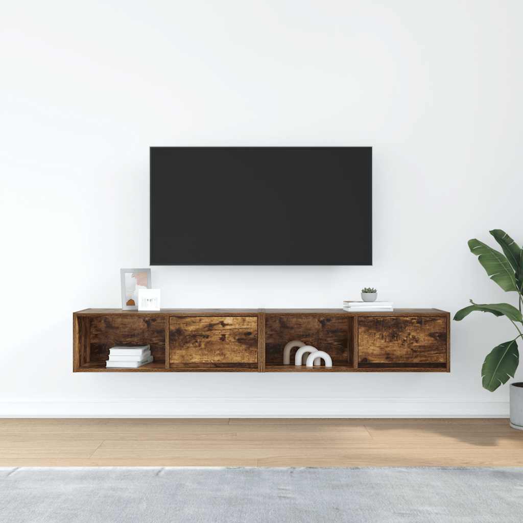 TV Cabinets 2 pcs Smoked Oak 80x31x25.5 cm Engineered Wood