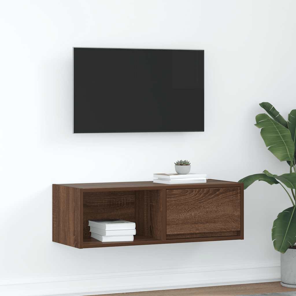 TV Cabinet Brown Oak 80x31x25.5 cm Engineered Wood