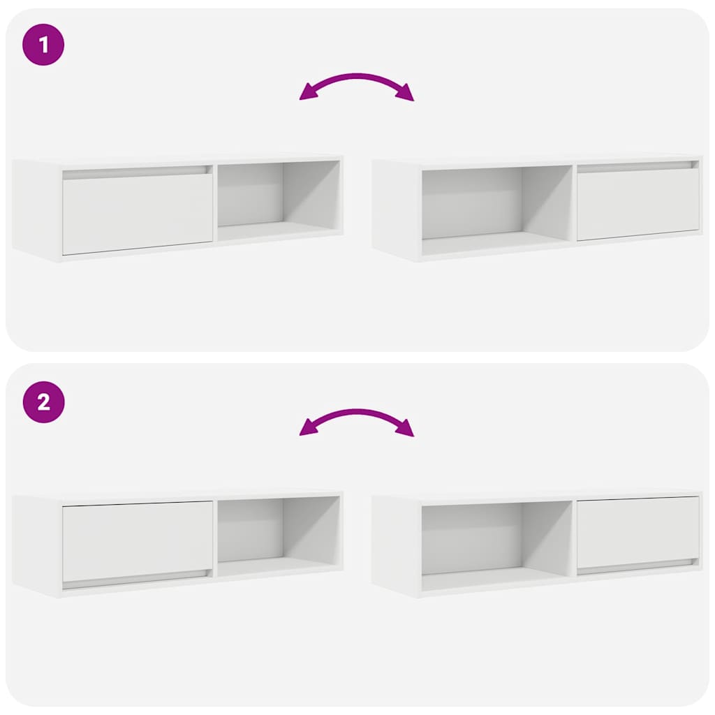 TV Cabinets 2 pcs White 100x31x25.5 cm Engineered Wood