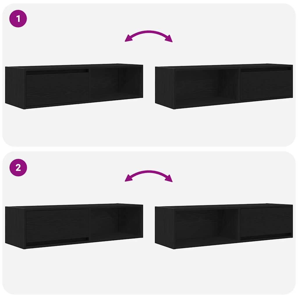 TV Cabinet Black Oak 100x31x25.5 cm Engineered Wood