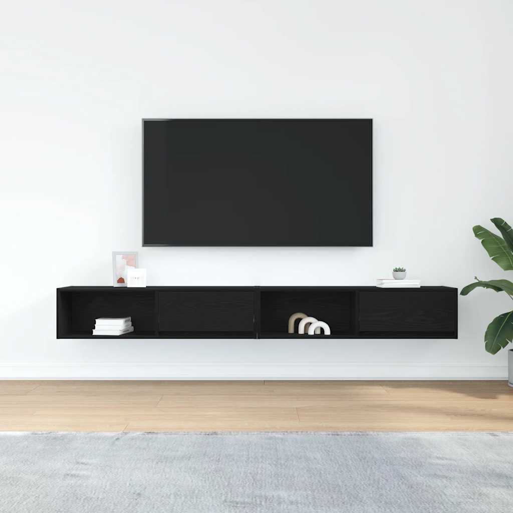 TV Cabinets 2 pcs Black Oak 100x31x25.5 cm Engineered Wood