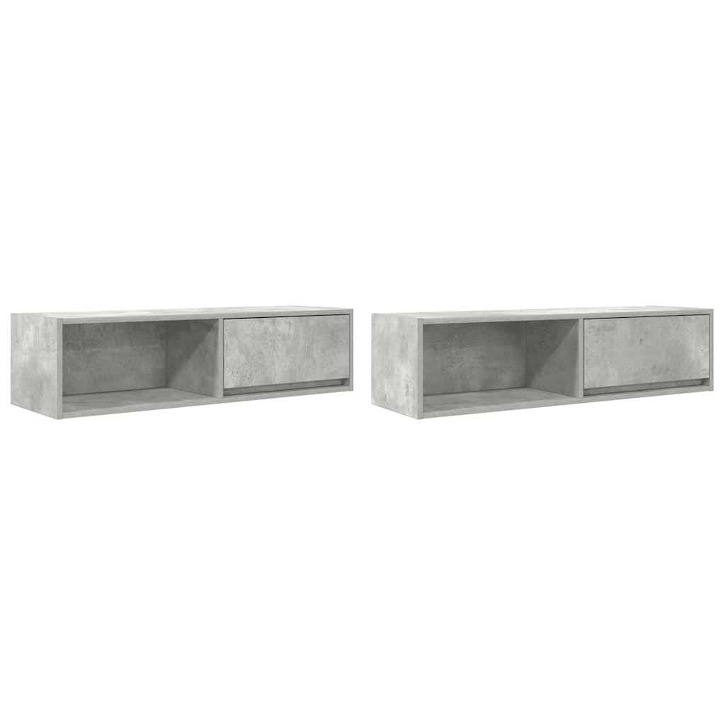 TV Cabinets 2 pcs Concrete Grey 100x31x25.5 cm Engineered Wood