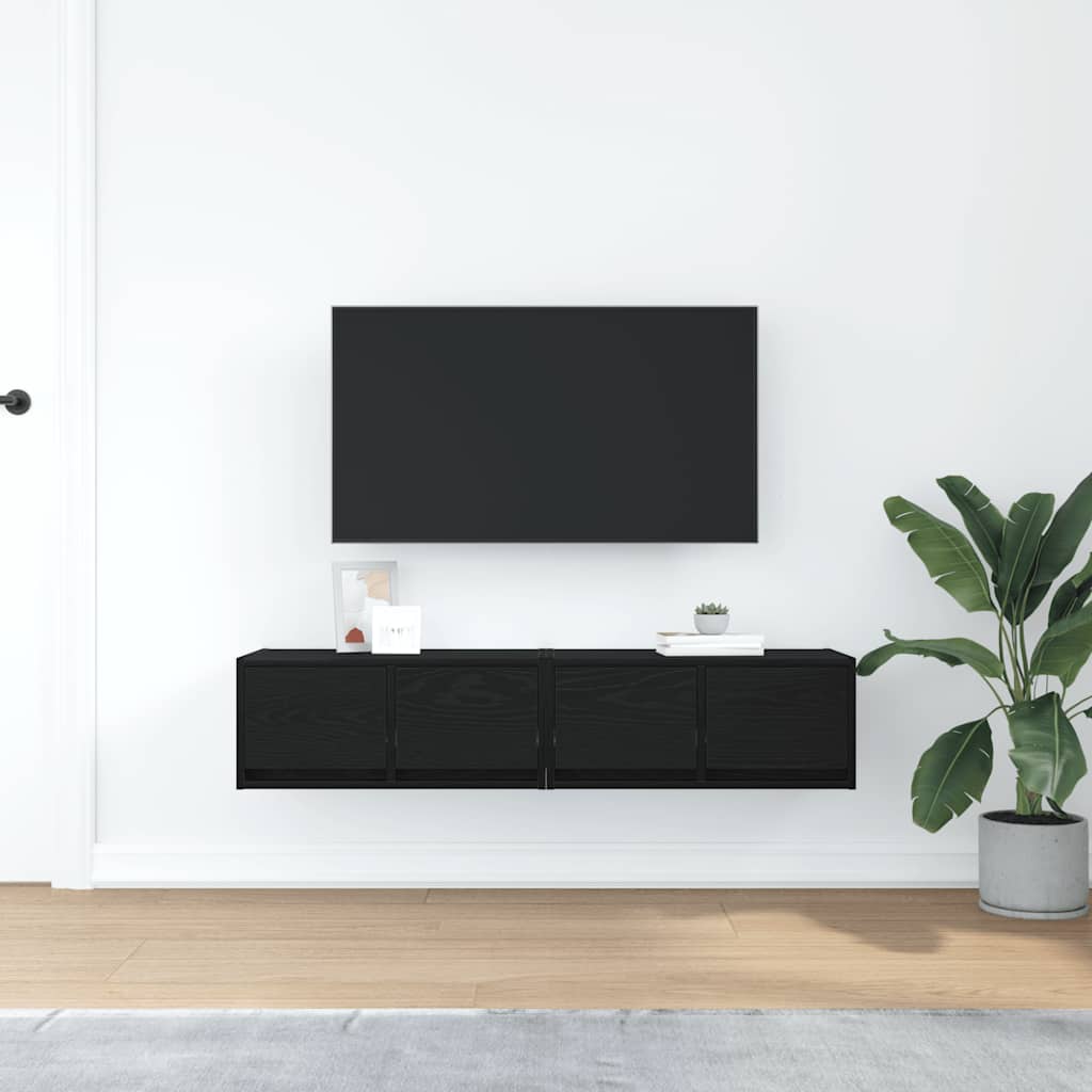 TV Cabinets 2 pcs Black Oak 60x31x25.5 cm Engineered Wood