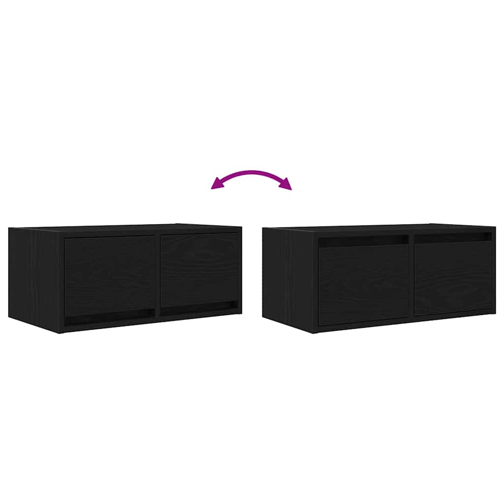 TV Cabinets 2 pcs Black Oak 60x31x25.5 cm Engineered Wood