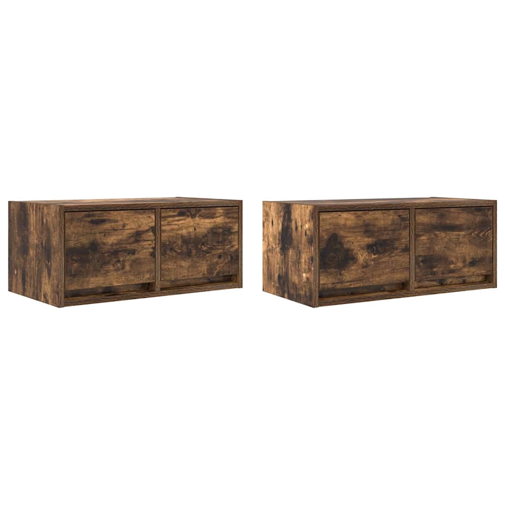 TV Cabinets 2 pcs Smoked Oak 60x31x25.5 cm Engineered Wood