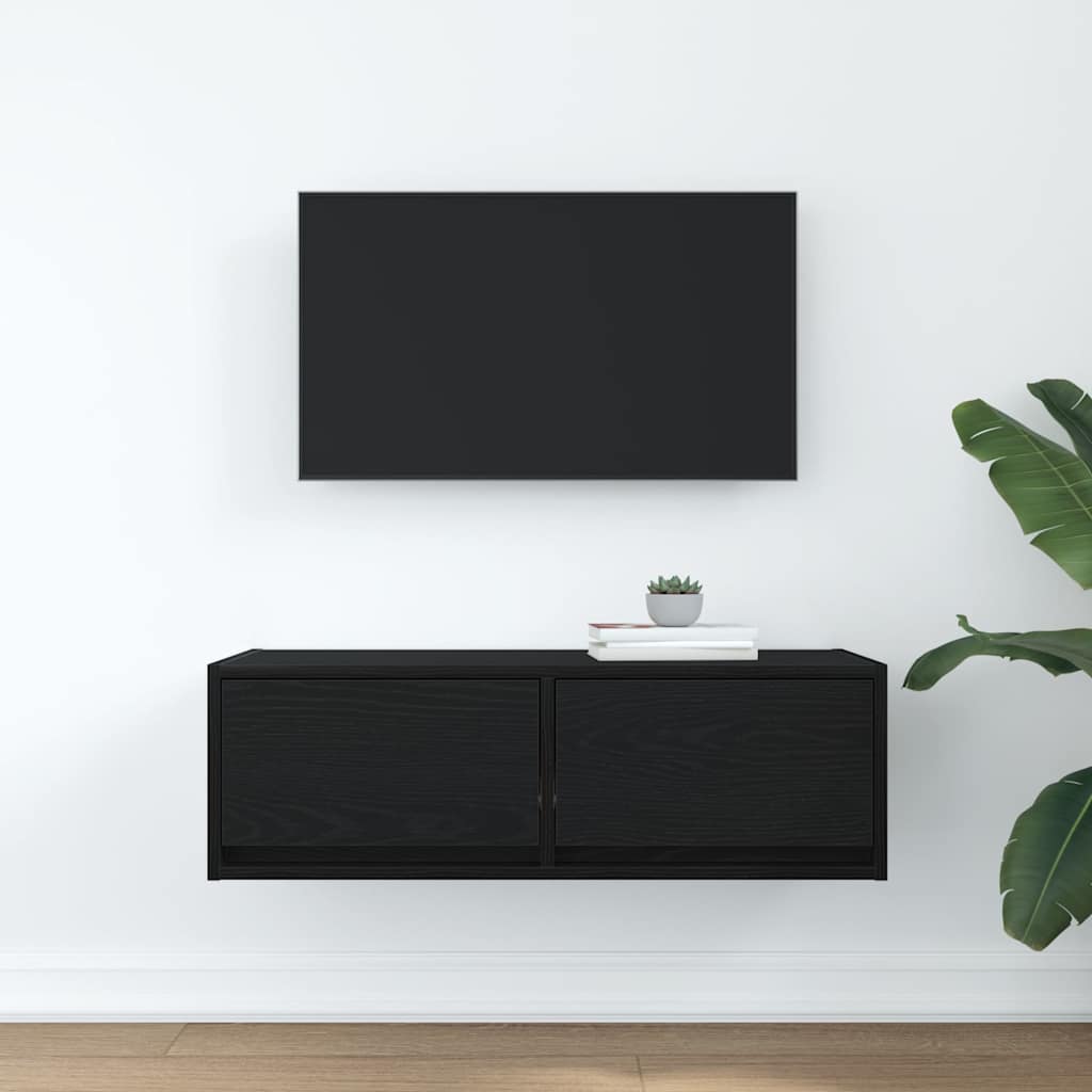TV Cabinet Black Oak 80x31x25.5 cm Engineered Wood