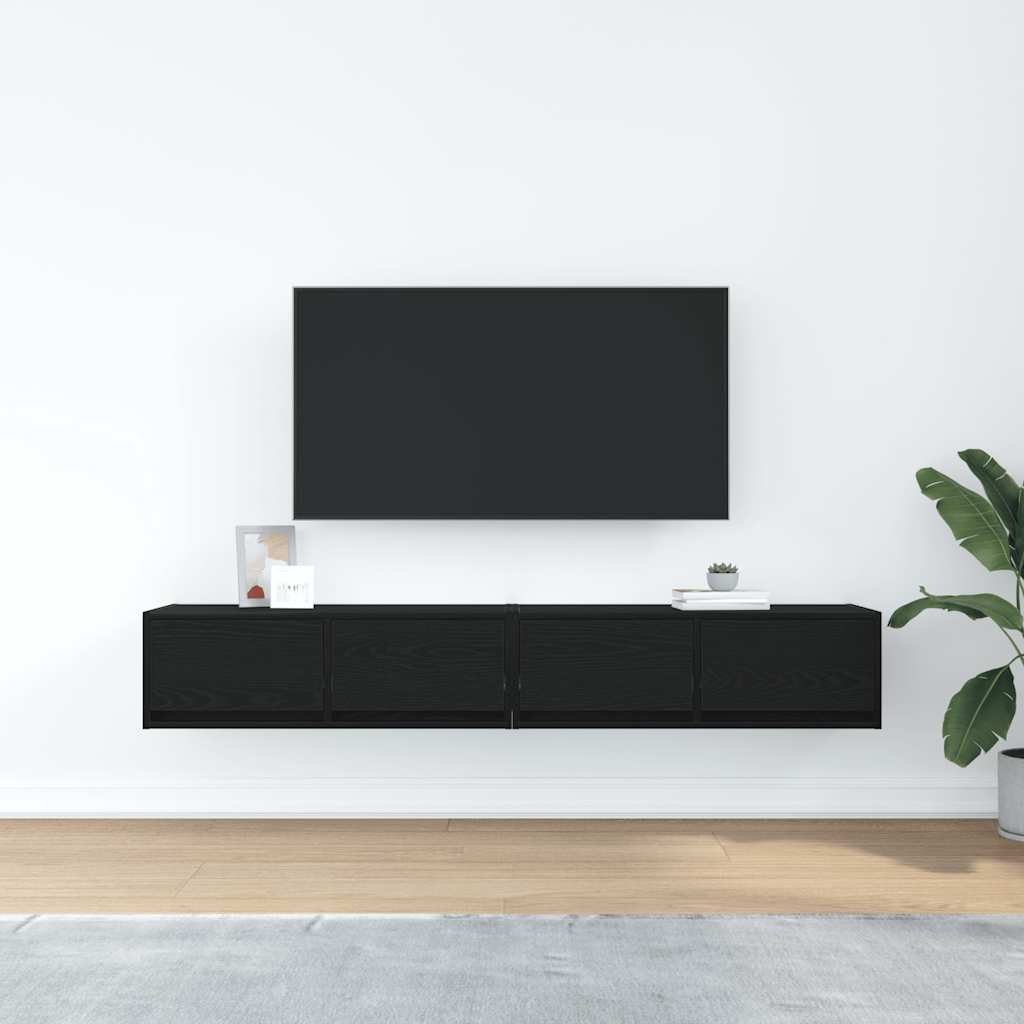 TV Cabinets 2 pcs Black Oak 80x31x25.5 cm Engineered Wood